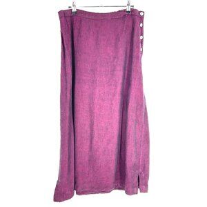 Bryn Walker 100% Linen Midi Skirt Maroon Sz Large